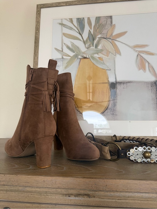 Shoes - Brown Suede Tassel Ankle Boots - Women's Fashion